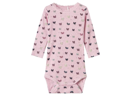 Lyserød langærmet body med sløjfeprint fra Name It 13240580 corsage